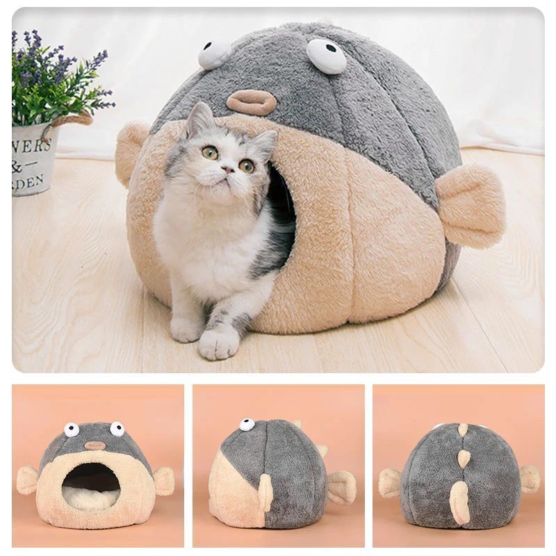 Cute Balloonfish-shaped Cats Bed/Cave