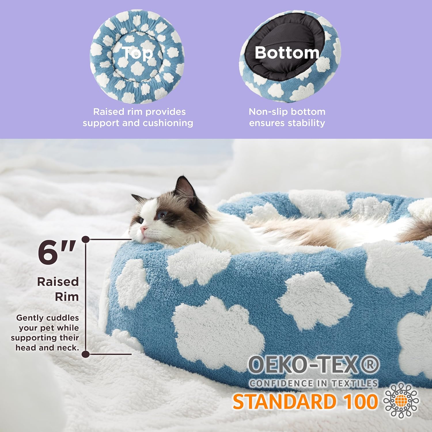 Cat or Dog Bed with Anti-Slip Bottom