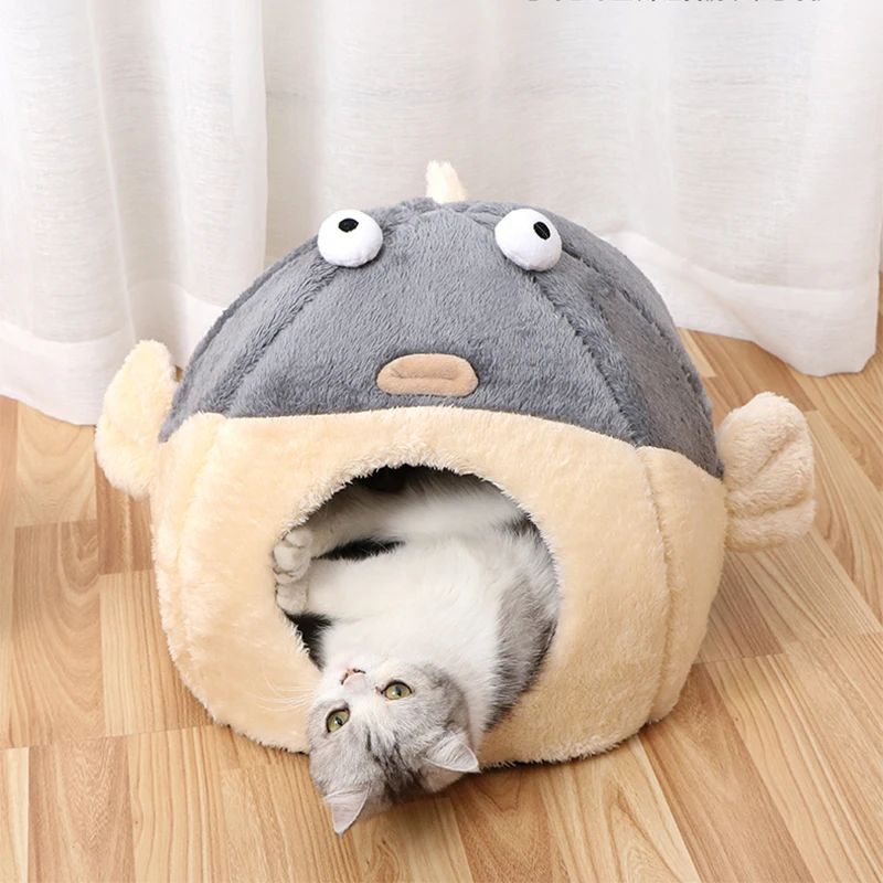 Cute Balloonfish-shaped Cats Bed/Cave