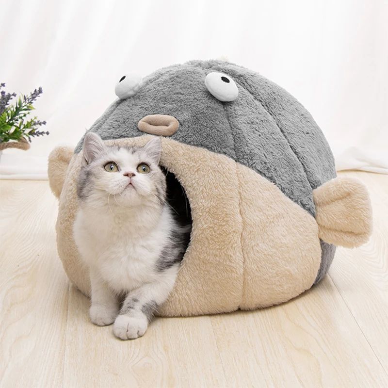 Cute Balloonfish-shaped Cats Bed/Cave