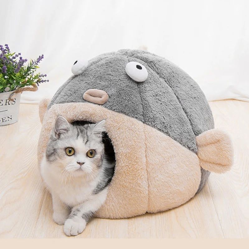 Cute Balloonfish-shaped Cats Bed/Cave